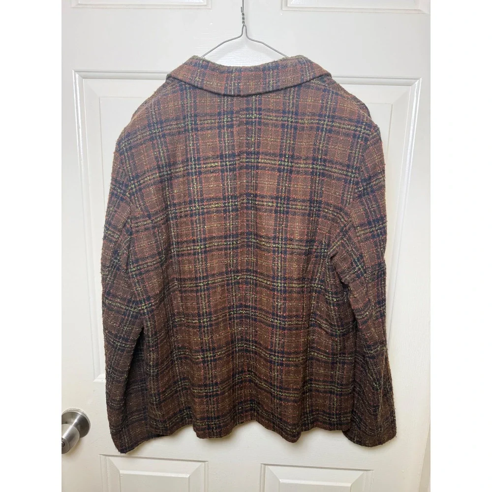 Maren Vintage Brown Multi Color Plaid Button Front Lined Blazer Jacket Size 12